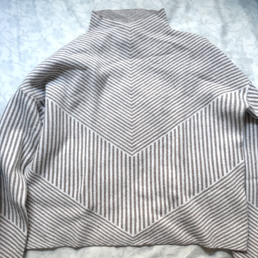 Cynthia Rowley high mock neck geometric stripe sweater